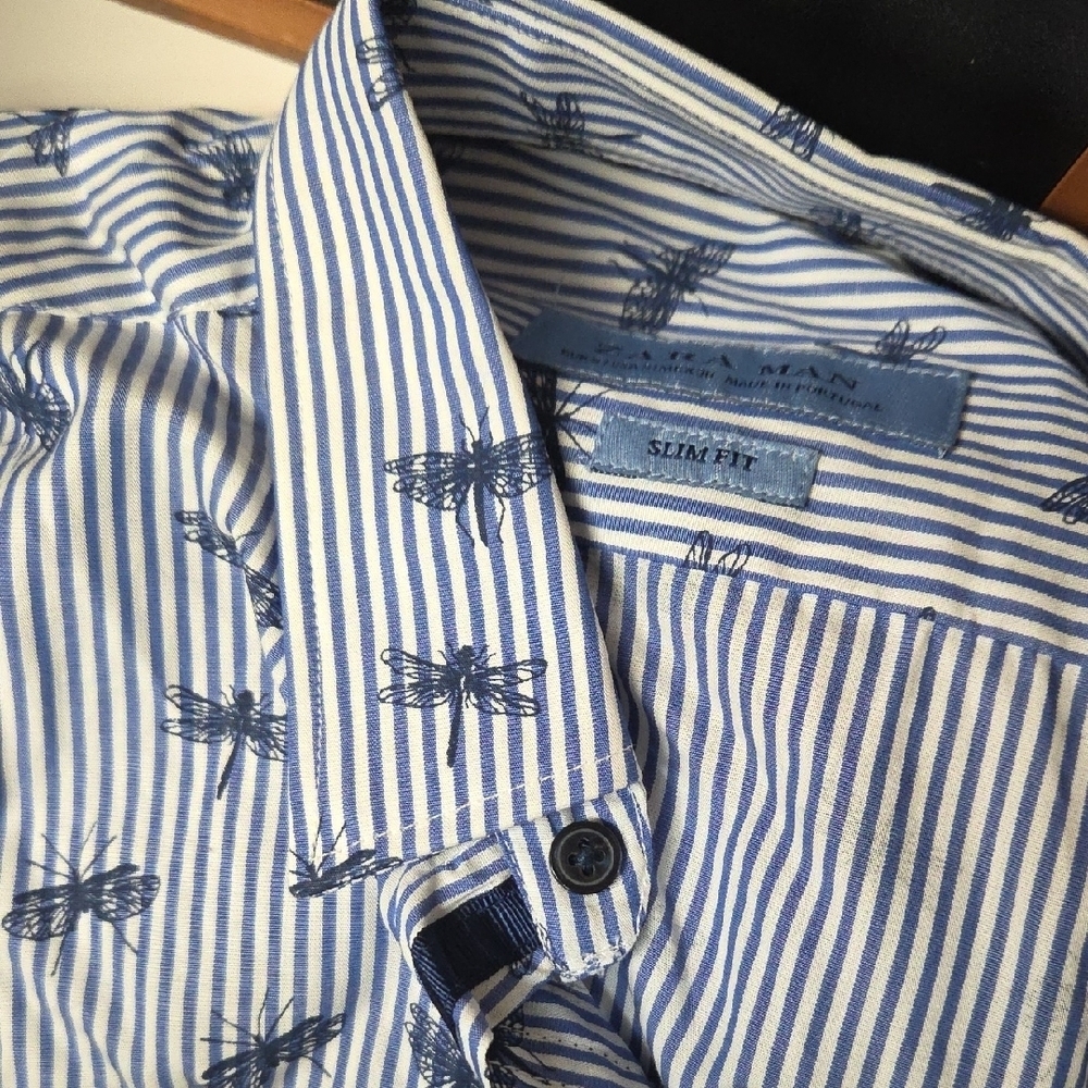 Nwt Zara Man Dragonfly Shirt